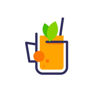 Fresh fruit smoothies logo,flat design icon vector illustration