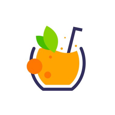 Fresh fruit smoothies logo,flat design icon vector illustration