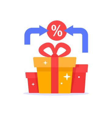 Vektör çizgi stil logosu ile hediye kutuları bir yay ile. Kolay iş şablonu. Tebrik, hediye kutusu Mevcut, sürpriz tatlı çizimi