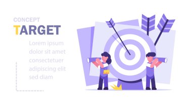 Büyük hedef ve küçük insan karakterleriyle birlikte çalışan küçük insanlarla takım çalışması kavramı