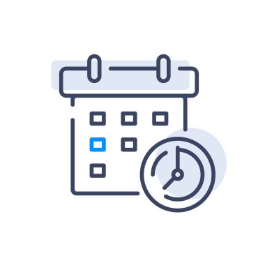 finansal takvim, ödeme takvimi ve düz çizgi simgesi