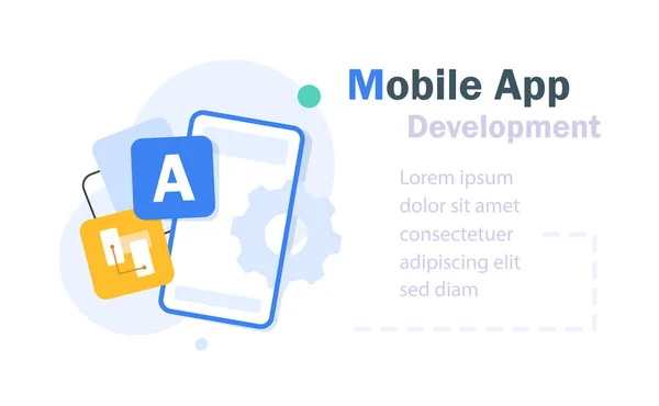 Mobile App Development Concept Smartphone Technology System Upgrade — Stock Vector