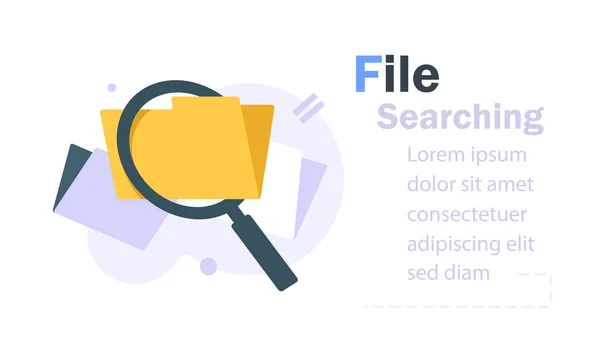 Folder Biurowy Dokumentami Wyszukiwanie Katalogu Plików Wyszukiwanie — Wektor stockowy