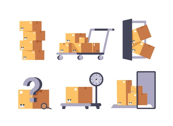 Lieferung Logistik Und Service Karton Mit Dem Paket — Stockvektor