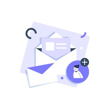 E- posta ve mesajlaşma, e-posta pazarlama kampanyası, düz tasarım vektör illüstrasyonu