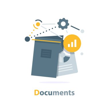 Dizin simgesini aç, belgeli dizin, düz tasarım vektör illüstrasyonu