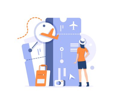 Online bilet rezervasyonu, online bilet konsepti, seyahat hizmeti, tatil ve turizm uçağı