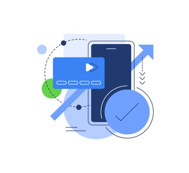 Bankacılık uygulaması, e-cüzdan, dijital bankacılık, düz tasarım ikon vektör çizimi