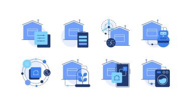 Smart home. Set of doodles, flat icons. Vector file