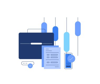 Web afişi, iş süreçleri, sunum slaytı. Düz Çizim