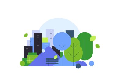 Şehir parkı manzaralı. Geometrik şehir manzarası