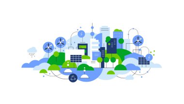 Green city. City and nature ecosystem. Sustainable development clipart