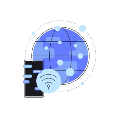 İnternet ve Wifi bağlantısı. Haberci uygulaması ve sohbet. İnternette. Küre