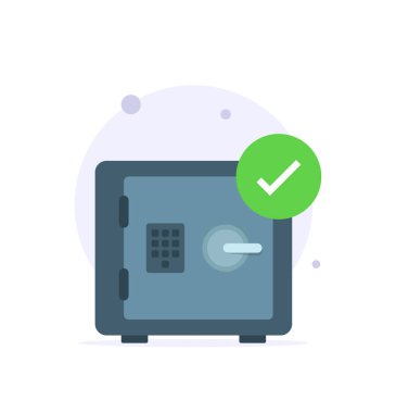 Güvenli kutu konsepti çizim düz tasarım vektörü ile korunmuş, güvenli