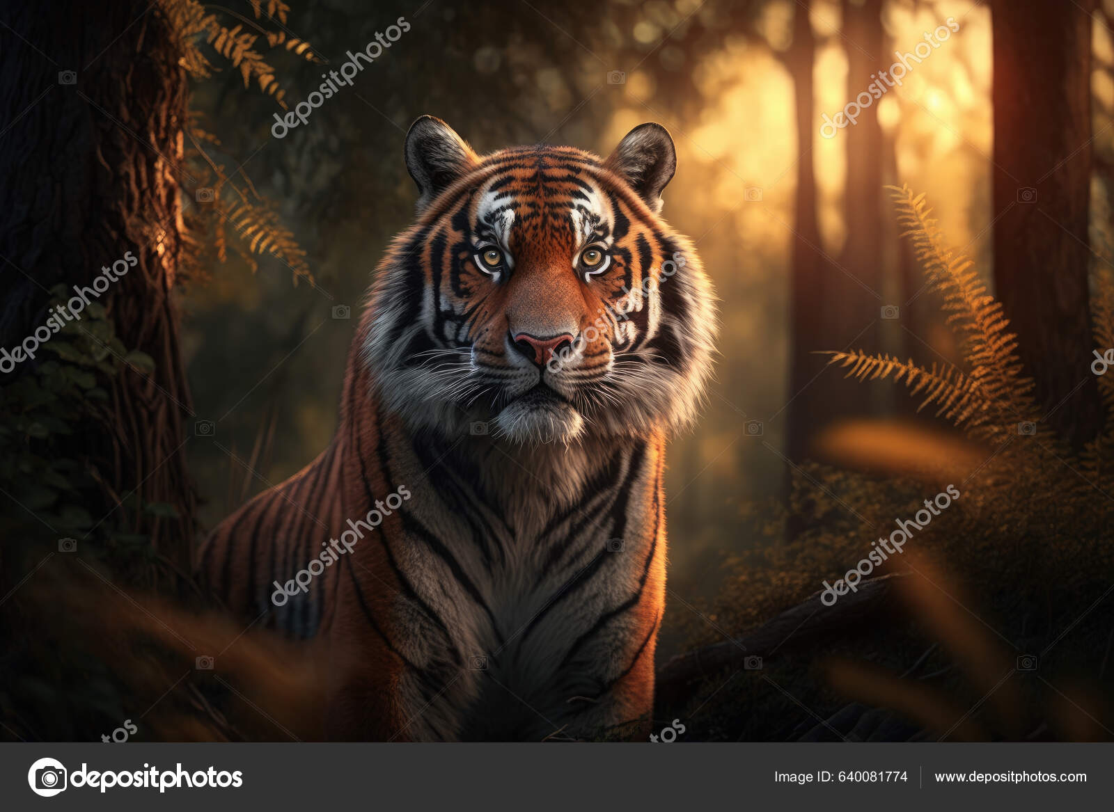 Tigre de bengala branco olhando para a câmera na florestadia