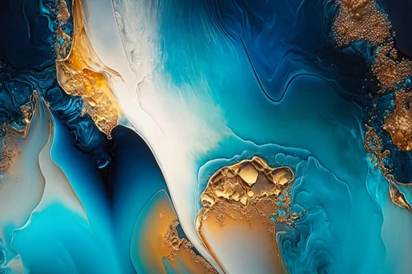 luxury resin abstract art , alcohol ink abstract blue gold background, hand painted liquid ink gold splashes effect.
