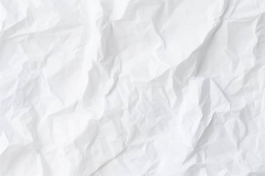 Beyaz buruşmuş kağıt dokusu arkaplanı, parşömen kağıdı kopya alanı metin veya ürünlerinizi görüntülemek veya montajlamak için çağdaş arkaplan olarak.