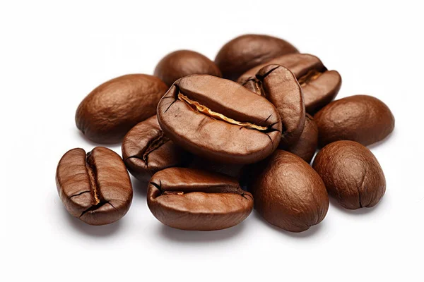 Close Coffee Bean Shot Auf Weißem Hintergrund Rich Aroma Kaffeebohnen — Stockfoto