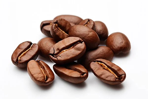 Close Coffee Bean Shot Witte Achtergrond Rich Aroma Coffee Bean — Stockfoto