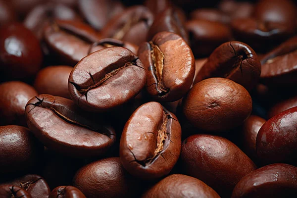 Nahaufnahme Gerösteten Kaffeebohnen Kann Als Hintergrund Als Café Oder Kaffee — Stockfoto