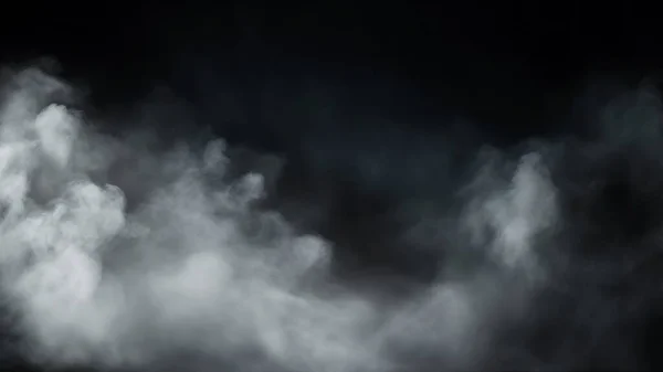 黒の背景に白い煙プロモーション トレーラー タイトル テキスト オープナーの背景のためのさまざまなプロジェクトのデザインの背景のための現実的な煙オーバーレイ — ストック写真