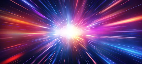 Abstrakcyjna Wielobarwna Prędkość Światła Tło Hiperprzestrzeni Kolorowe Zoom Ścieżki Świetlne — Zdjęcie stockowe