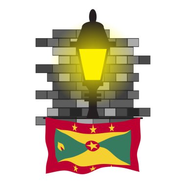 Grenada Sokak Lambası Tuğla Çizim Vektörü