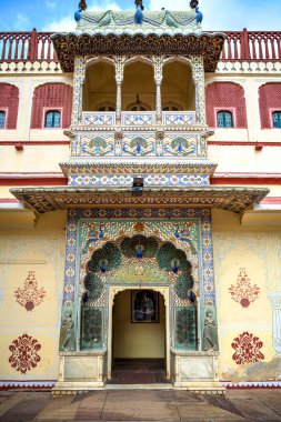 Pritam Niwas Chowk, the inner courtyard of Chandra Mahal and his Northeast Peacock Gate, representing autumn and is dedicated to Lord Vishnu. Photo taken on 14 Aug 2018. clipart