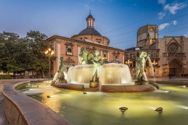 The Saint Mary Square and the Rio Turia fountain. Photo was taken on the 9th of February 2023 in Valencia, Valencia Province, Spain. clipart