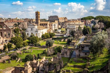 Roma Forumu yukarıdan görülen bir harabe. Fotoğraf 11 Şubat 2025 'te Roma, İtalya' da çekildi..