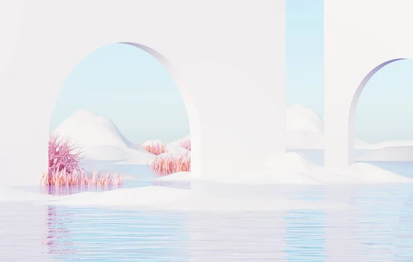 Abstract Dune Peisajul Sezonului Iarnă Platformă Podium Suprareal Beautiful Dream — Fotografie, imagine de stoc