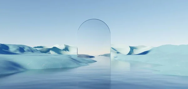 Surrealistisk Vacker Dröm Land Bakgrund Abstrakt Dune Vintersäsong Landskap Med — Stockfoto