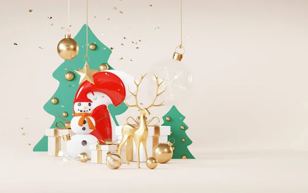 Kerst Achtergronden Versieren Met Minimale Nieuwjaar Evenement Thema Vrolijk Kersttafereel — Stockfoto