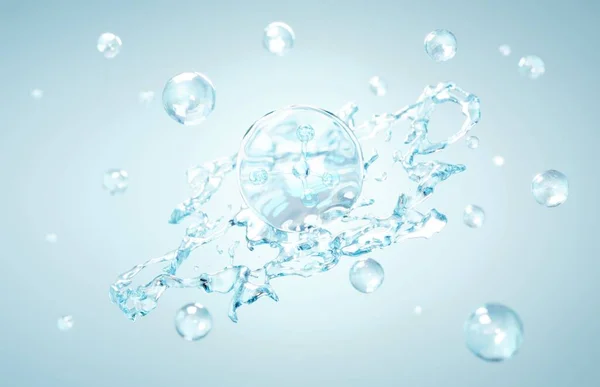 Cosmetica Hydro Essence Water Voor Vochtinbrengende Crème Vloeibare Spatwaterbel Molecule — Stockfoto