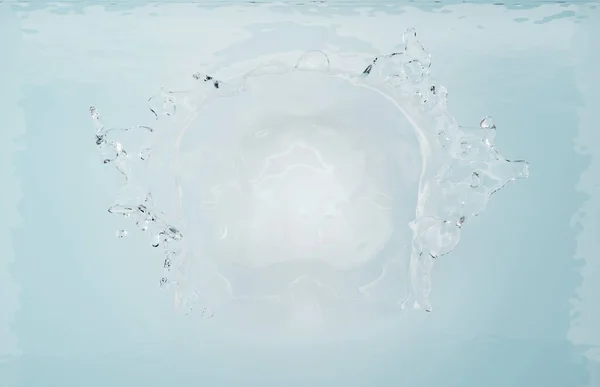 化粧品ハイドロ保湿剤のためのエッセンス水 水の背景に液体スプラッシュバブルや分子化学構造 化粧品ハイドロパワー治療 天然物の浄化 3Dレンダリング — ストック写真
