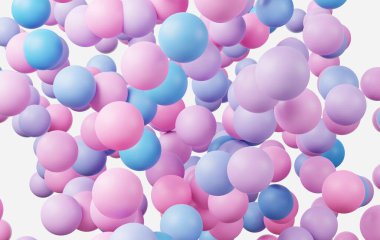 3 boyutlu pastel top, sabun köpükleri, kabarık bulutlar ve okyanuslarla havada yüzen kabarcıklar. Rüya sahnesinin aşk diyarı. Doğal soyut rüya gibi gökyüzü.