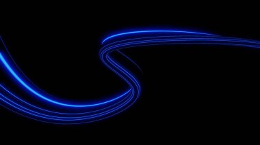 3D Neon ışık efekti parlayan izler. Renkli ışık hızı arka planı. Hareket bulanıklığı uzun zaman etkisi. Teknoloji 5G tasarım konsepti. Karanlık sahnede lazer ışını parlıyor. Fütüristik 'e hızlı geçiş.