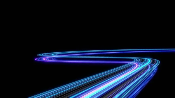 Neon Light Effect Glowing Trails Colorful Light Motion Speed Background — Stock Photo, Image