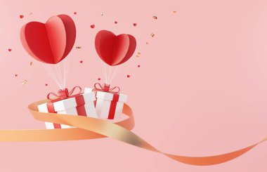Happy Valentines Day. Minimal sweet love scene with display podium for mock up and product brand presentation. Pink Pedestal stand. Cute lovely heart background. Love day's design style. 3D render.