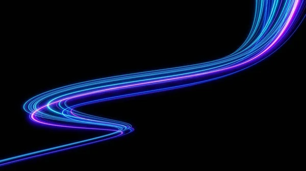 Neon Light Effect Glowing Trails Colorful Light Motion Speed Background — Fotografia de Stock