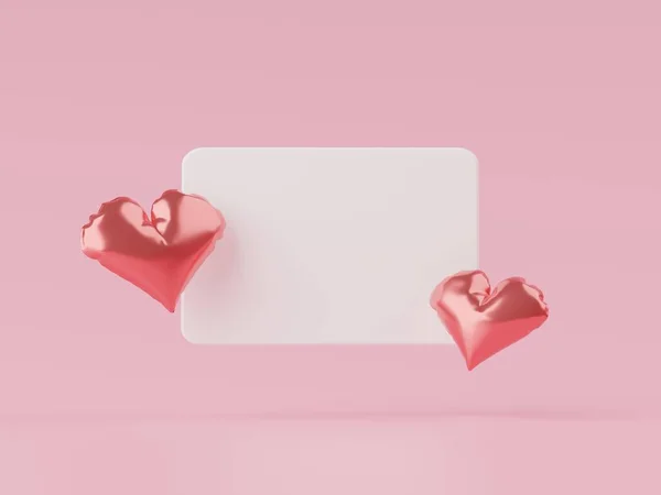 3D render, minimal sweet love scene, decoration greeting cards, webpage banner, photo frame, social media, heart shape, Cute lovely heart background. Love day\'s design style. Valentines Day.