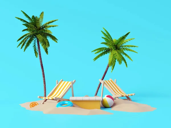 Summer Vacation Beach Abstract Background Concept Minimal Realistic Display Podium — Stock Photo, Image
