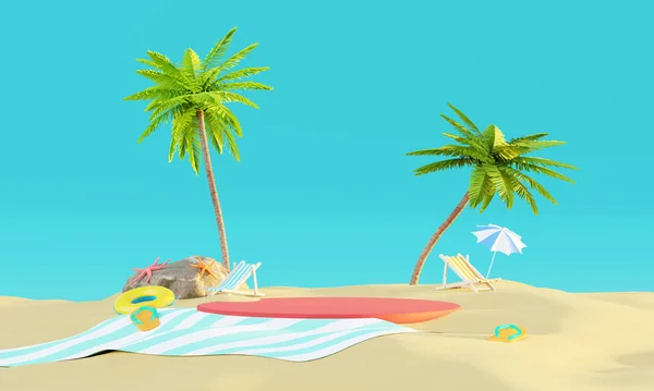 Sommerurlaub Strand Abstraktes Hintergrundkonzept Minimal Realistic Display Podium Für Produkt — Stockfoto