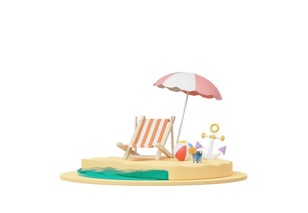 Summer Elements Icon Clipart Island Isolated White Background Minimal Realistic — Stock Photo, Image
