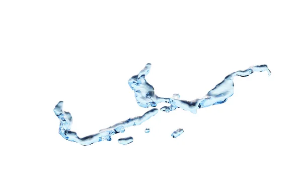 3Dレンダリング 白い背景に隔離された青い水のスプラッシュ 液体の泡 水の波 液体の水のしぶき 水の半透明 保湿剤のためのハイドロエッセンス — ストック写真