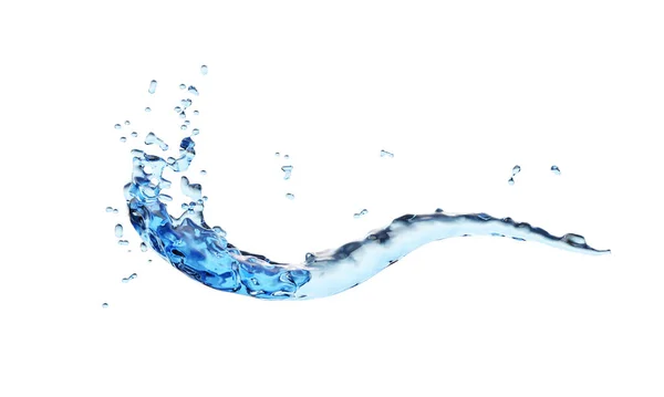 Απόδοση Μπλε Νερό Splash Απομονώνονται Λευκό Φόντο Υγρό Φούσκα Κύμα — Φωτογραφία Αρχείου