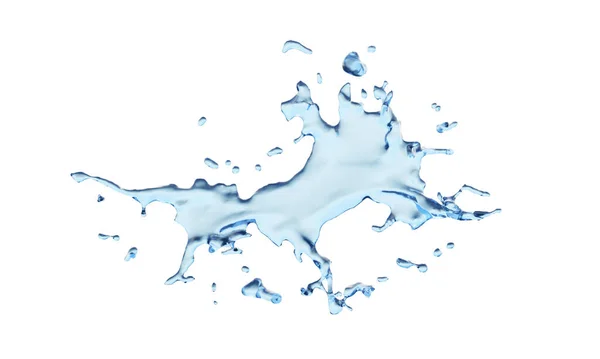 3Dレンダリング 白い背景に隔離された青い水のスプラッシュ 液体の泡 水の波 液体の水のしぶき 水の半透明 保湿剤のためのハイドロエッセンス — ストック写真