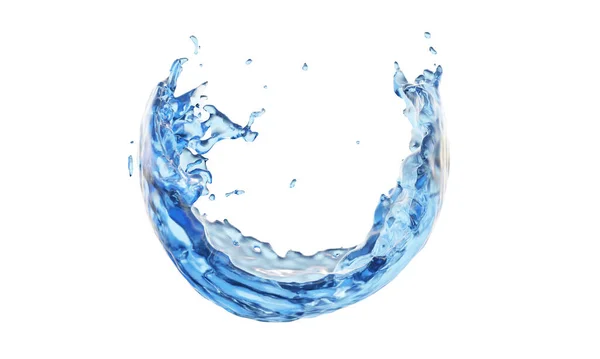 Representación Salpicadura Agua Azul Aislada Sobre Fondo Blanco Burbuja Líquida — Foto de Stock