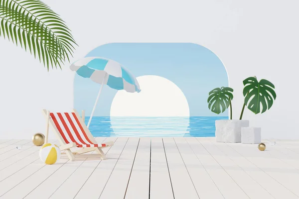 Render Summer Holiday Abstrak Product Display Minimal Realistic Display Podium — Stok Foto