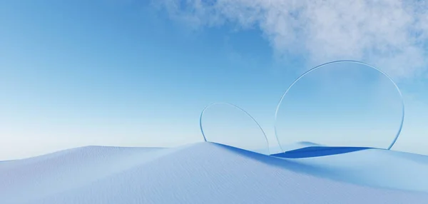 Render Surreal Pastel Landscape Background Geometric Shapes Abstract Fantastic Desert — Stockfoto
